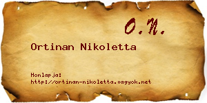 Ortinan Nikoletta névjegykártya